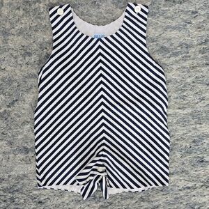 Luli & Me Blue Stripe Jon Jon Romper 12m